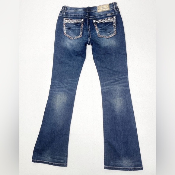 Miss Me Red Aztec Accent Jewel Bootcut Lowrise Jeans Size 29 Sequin Rhinestone - Picture 2 of 11